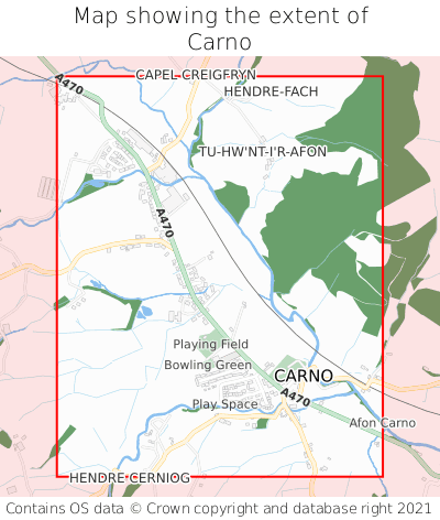 Map showing extent of Carno as bounding box