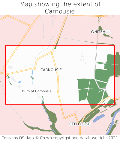 Map showing extent of Carnousie as bounding box
