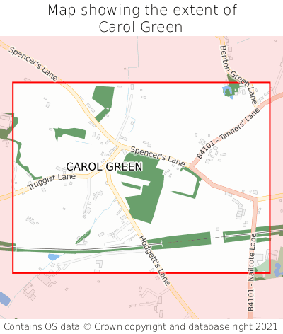 Map showing extent of Carol Green as bounding box