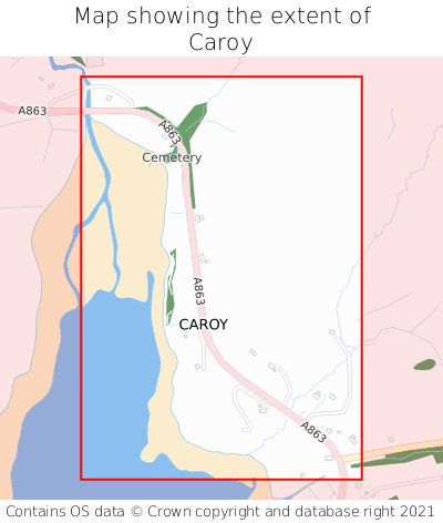 Map showing extent of Caroy as bounding box