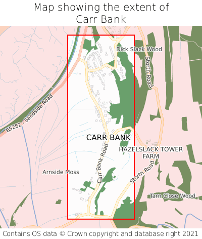 Map showing extent of Carr Bank as bounding box