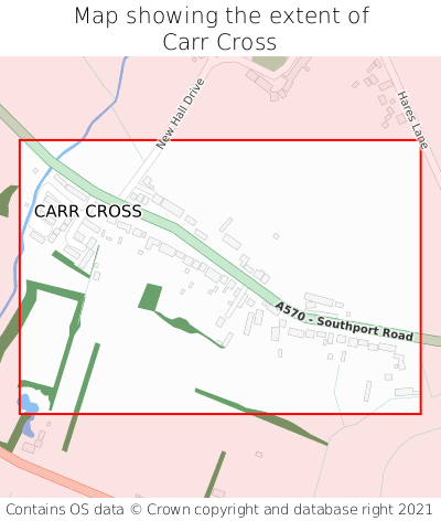 Map showing extent of Carr Cross as bounding box