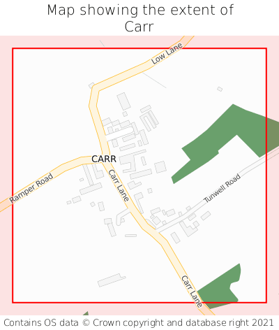 Map showing extent of Carr as bounding box