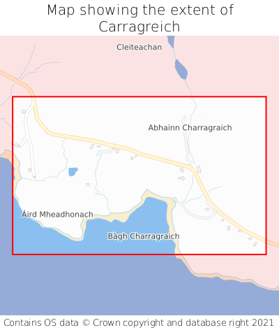Map showing extent of Carragreich as bounding box