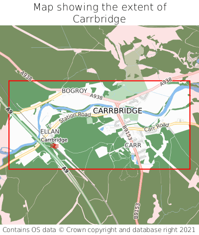 Map showing extent of Carrbridge as bounding box