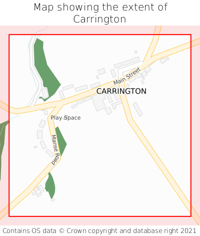 Map showing extent of Carrington as bounding box