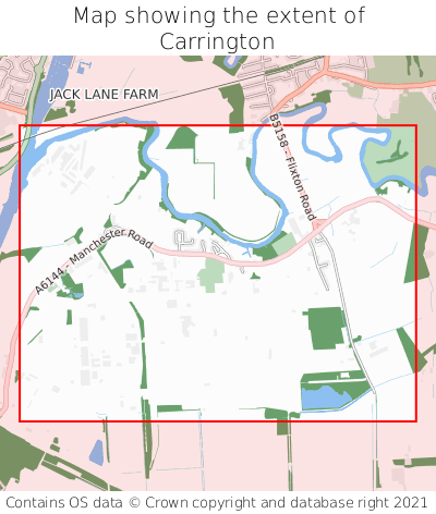 Map showing extent of Carrington as bounding box