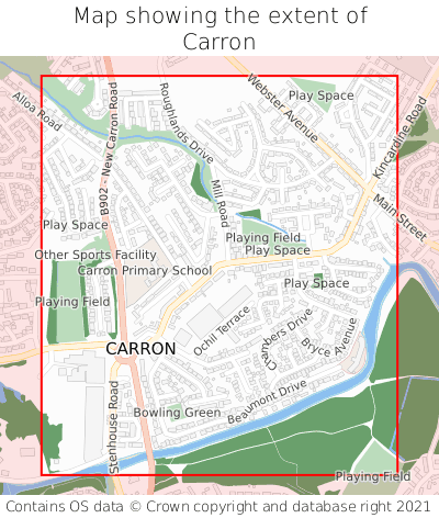 Map showing extent of Carron as bounding box