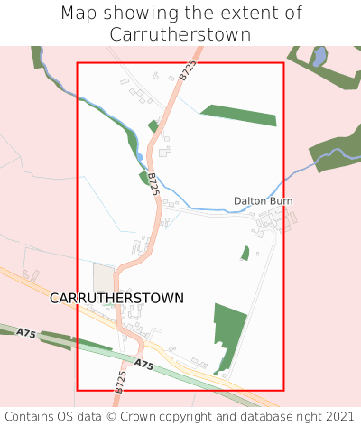 Map showing extent of Carrutherstown as bounding box