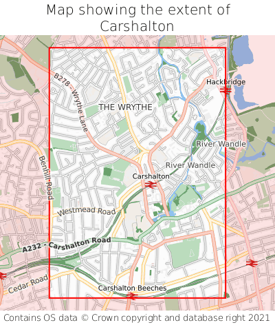 Map showing extent of Carshalton as bounding box