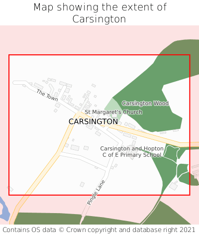 Map showing extent of Carsington as bounding box