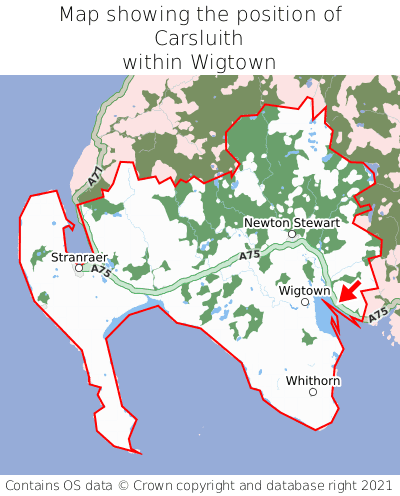 Map showing location of Carsluith within Wigtown