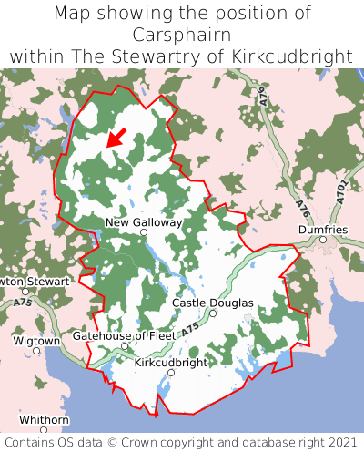 Map showing location of Carsphairn within The Stewartry of Kirkcudbright