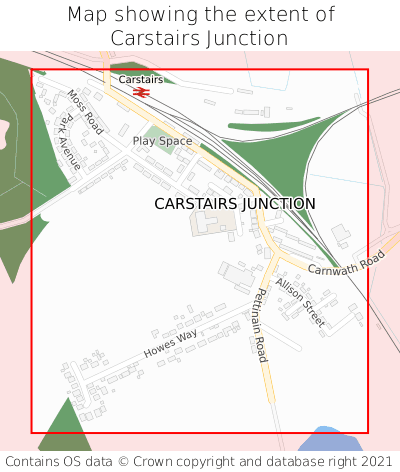 Map showing extent of Carstairs Junction as bounding box