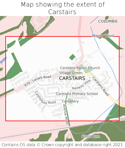 Map showing extent of Carstairs as bounding box