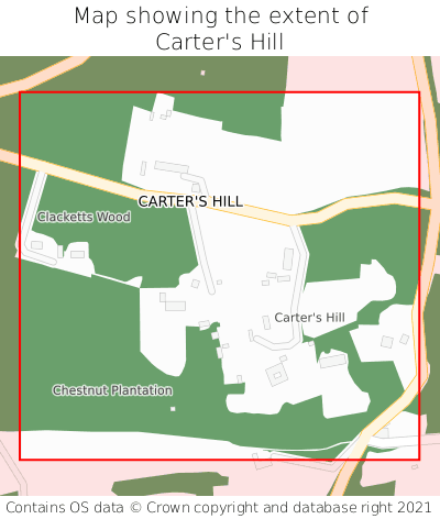 Map showing extent of Carter's Hill as bounding box