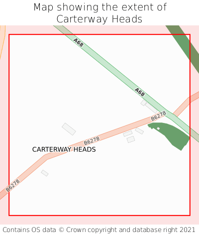 Map showing extent of Carterway Heads as bounding box