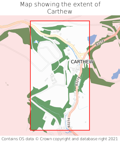 Map showing extent of Carthew as bounding box