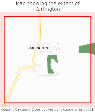 Map showing extent of Cartington as bounding box