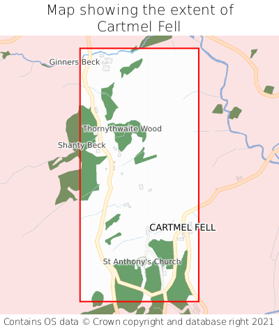 Map showing extent of Cartmel Fell as bounding box