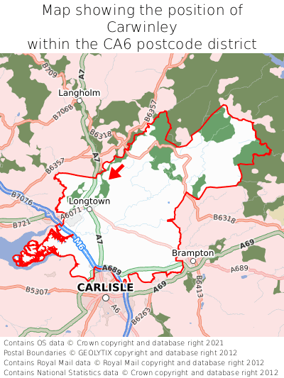 Map showing location of Carwinley within CA6