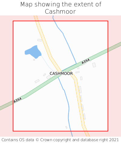Map showing extent of Cashmoor as bounding box