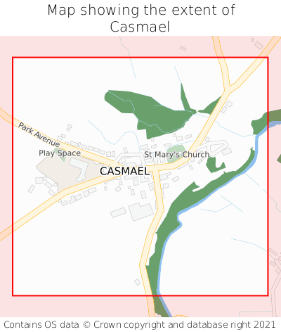 Map showing extent of Casmael as bounding box