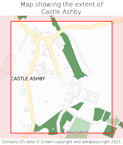Map showing extent of Castle Ashby as bounding box