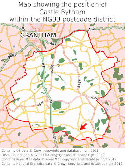 Map showing location of Castle Bytham within NG33