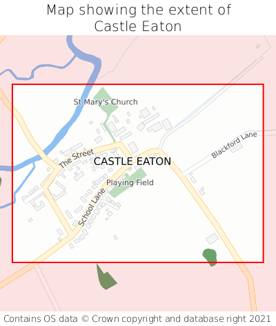 Map showing extent of Castle Eaton as bounding box