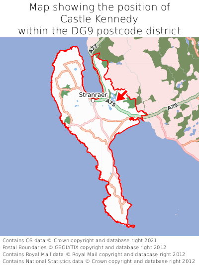 Map showing location of Castle Kennedy within DG9