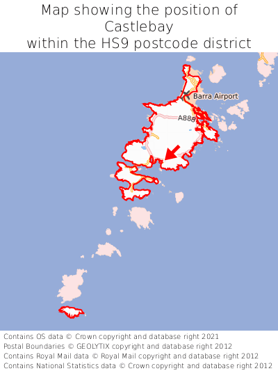 Map showing location of Castlebay within HS9