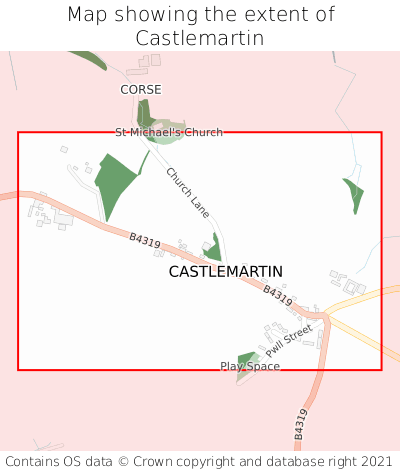 Map showing extent of Castlemartin as bounding box