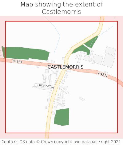 Map showing extent of Castlemorris as bounding box
