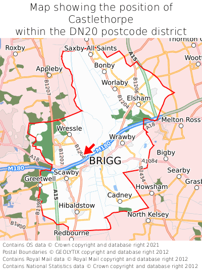 Map showing location of Castlethorpe within DN20