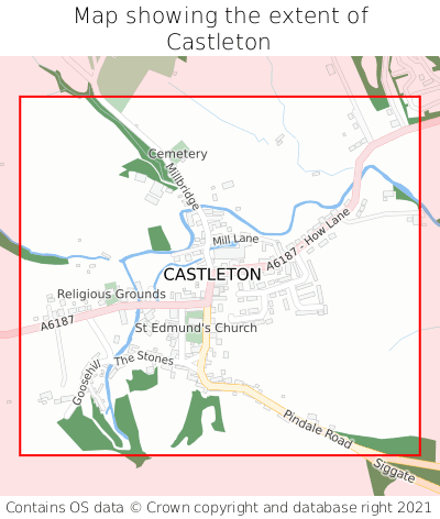 Map showing extent of Castleton as bounding box