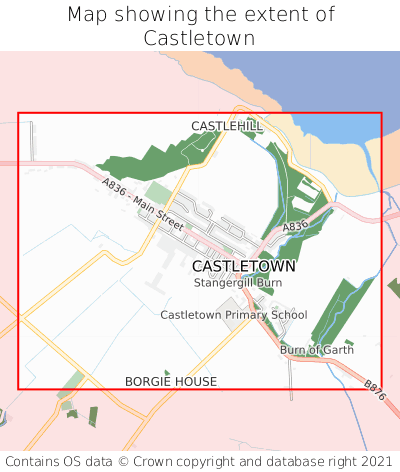 Map showing extent of Castletown as bounding box