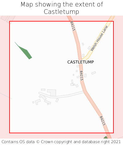 Map showing extent of Castletump as bounding box