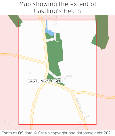 Map showing extent of Castling's Heath as bounding box