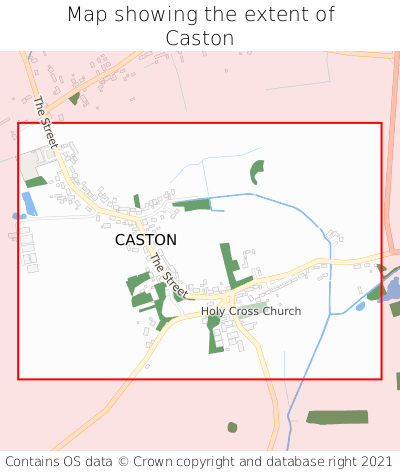 Map showing extent of Caston as bounding box