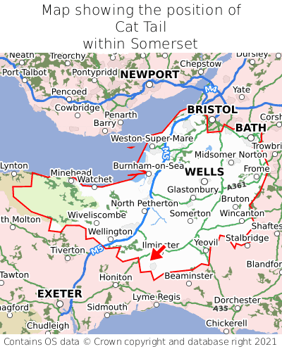 Map showing location of Cat Tail within Somerset