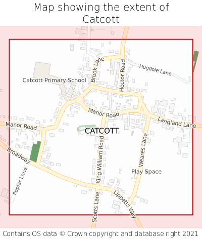 Map showing extent of Catcott as bounding box