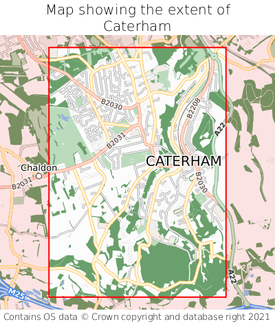 Map showing extent of Caterham as bounding box