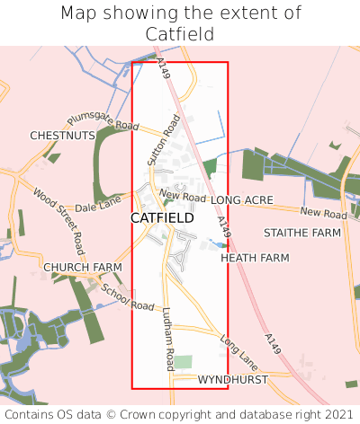 Map showing extent of Catfield as bounding box