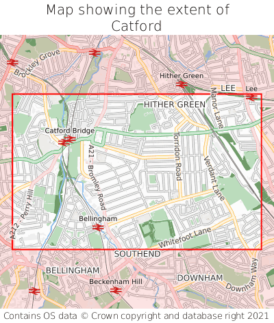 Map showing extent of Catford as bounding box