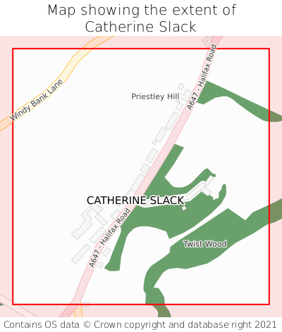 Map showing extent of Catherine Slack as bounding box