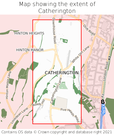 Map showing extent of Catherington as bounding box