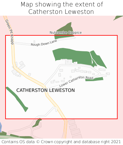 Map showing extent of Catherston Leweston as bounding box