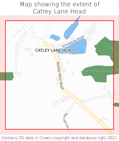Map showing extent of Catley Lane Head as bounding box