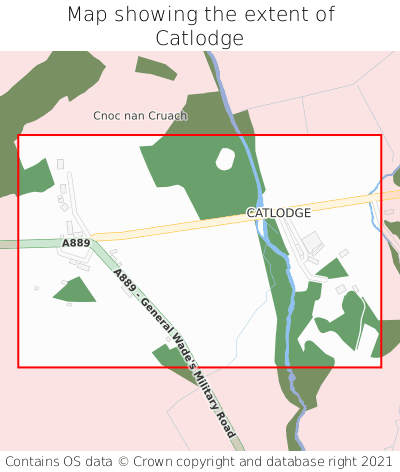 Map showing extent of Catlodge as bounding box